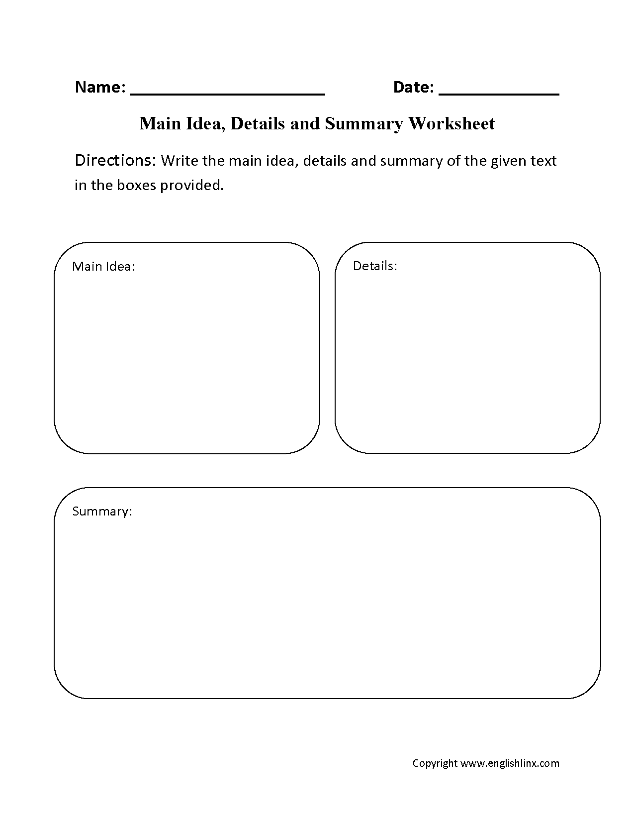 Reading Summary Worksheets