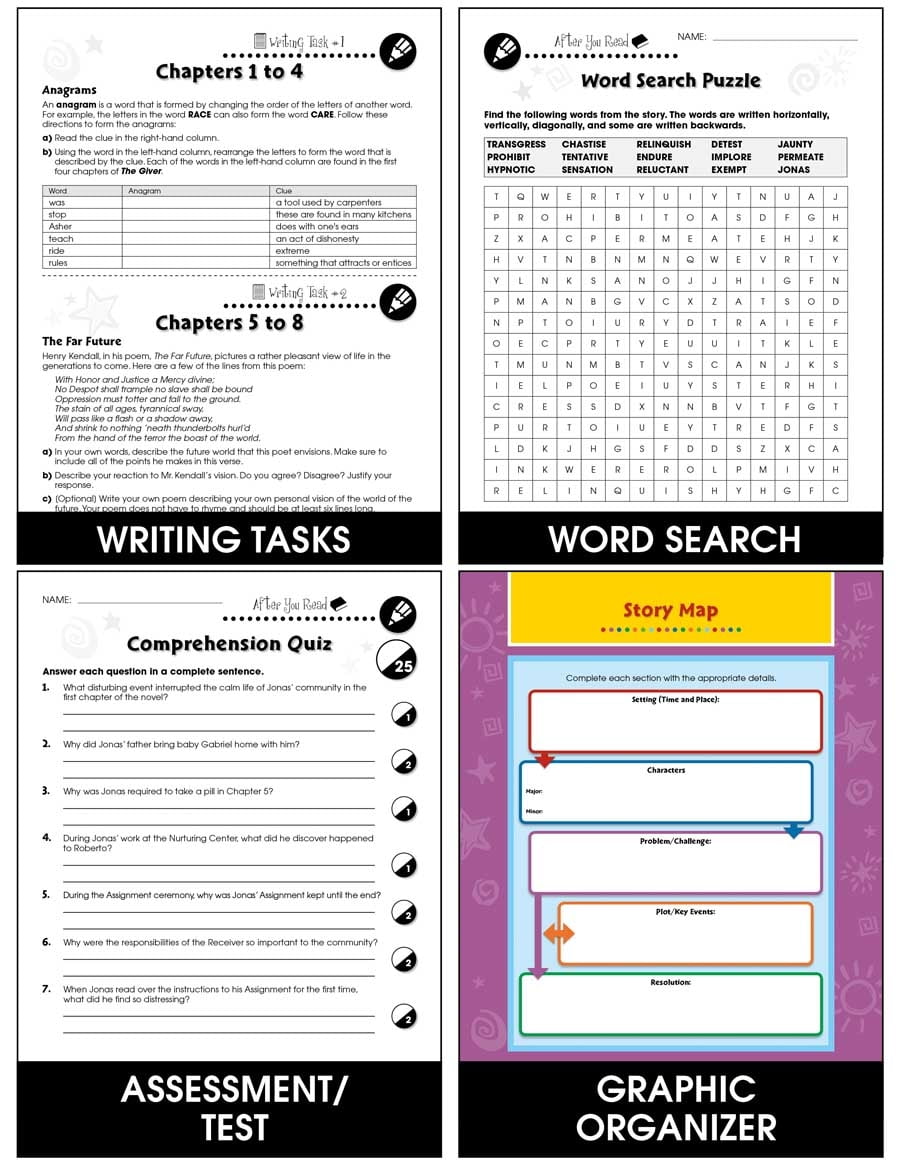 Worksheets For The Giver Reading Free Printable