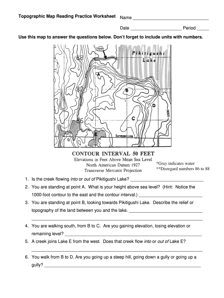 Topographic Map Reading Practice Worksheet Answer Key Fill Out Sign Online DocHub
