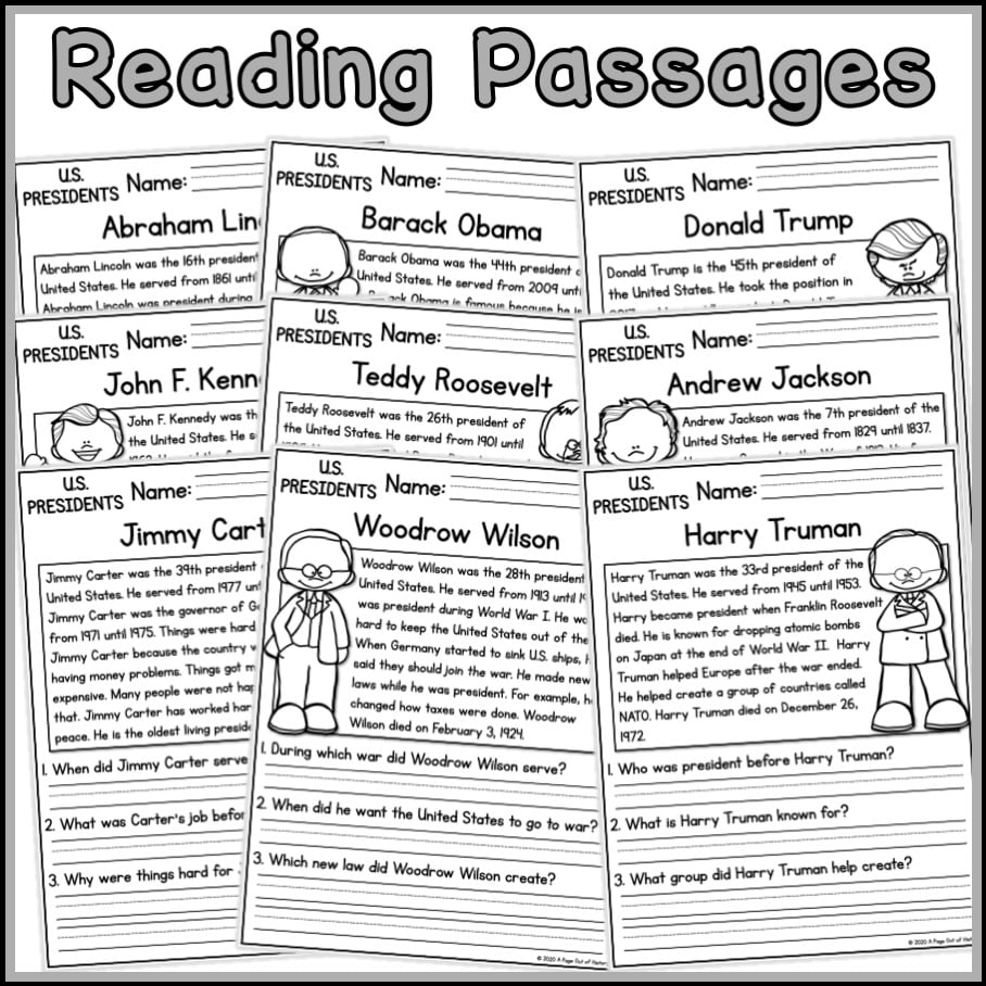 Andrew Jackson Printable Reading Comprehension Worksheets Answers