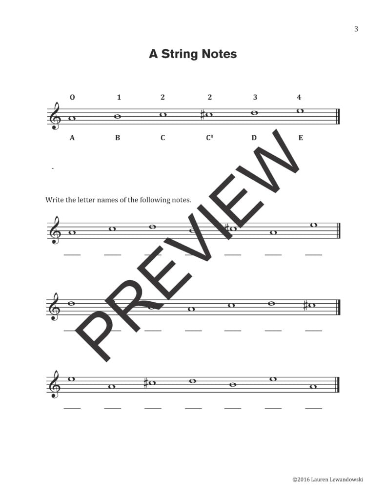 Strings Note Reading Worksheets Printable