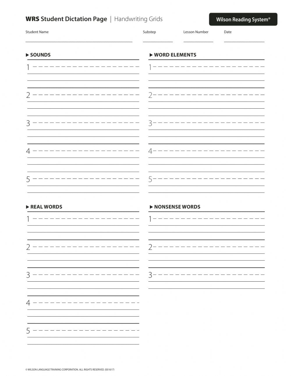 Wilson Reading Worksheets