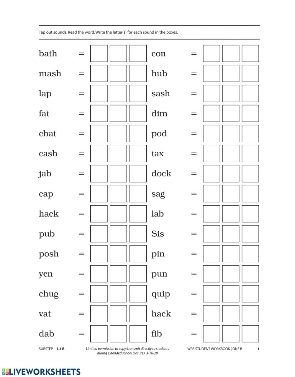 Wilson Worksheet