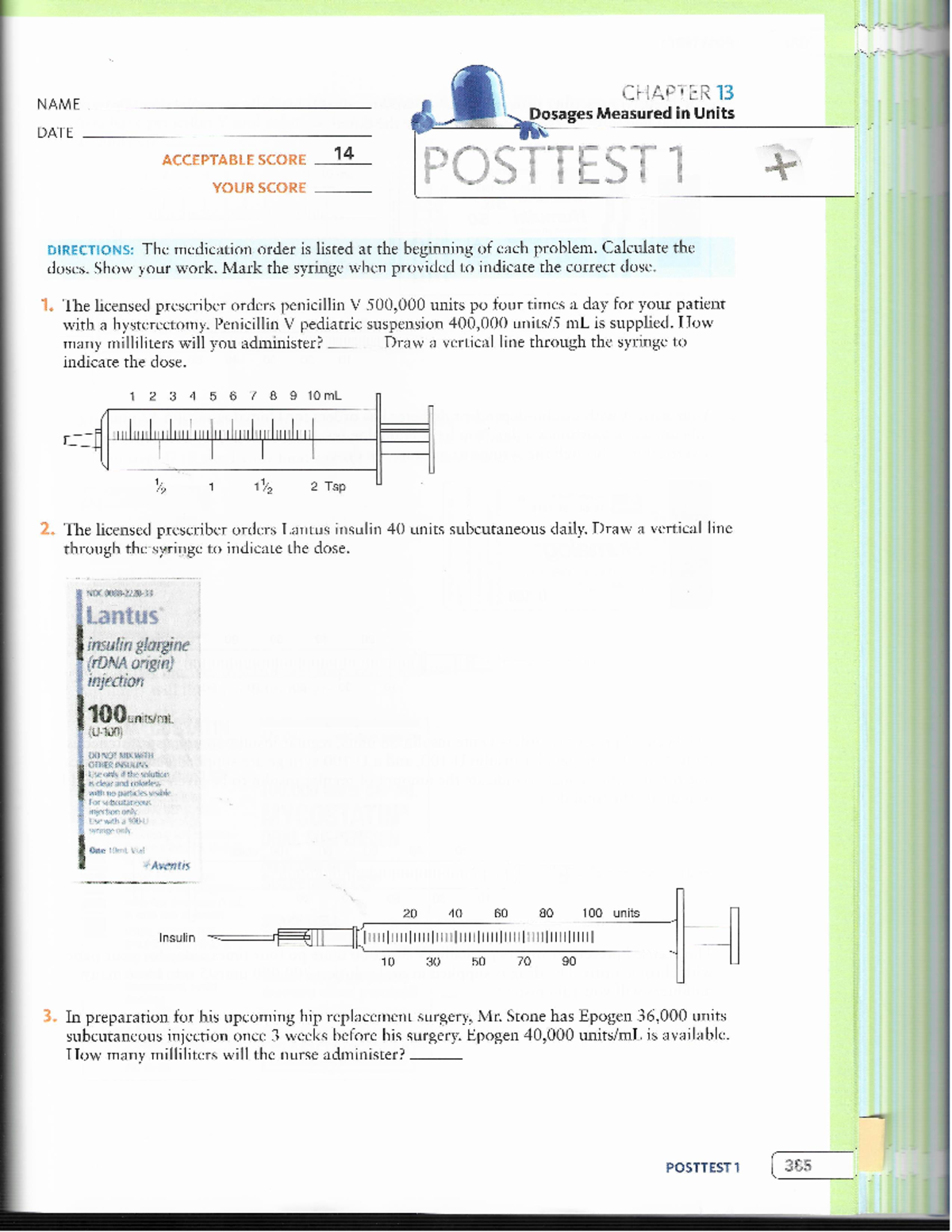 Dosage Printable Reading Syringes Worksheet