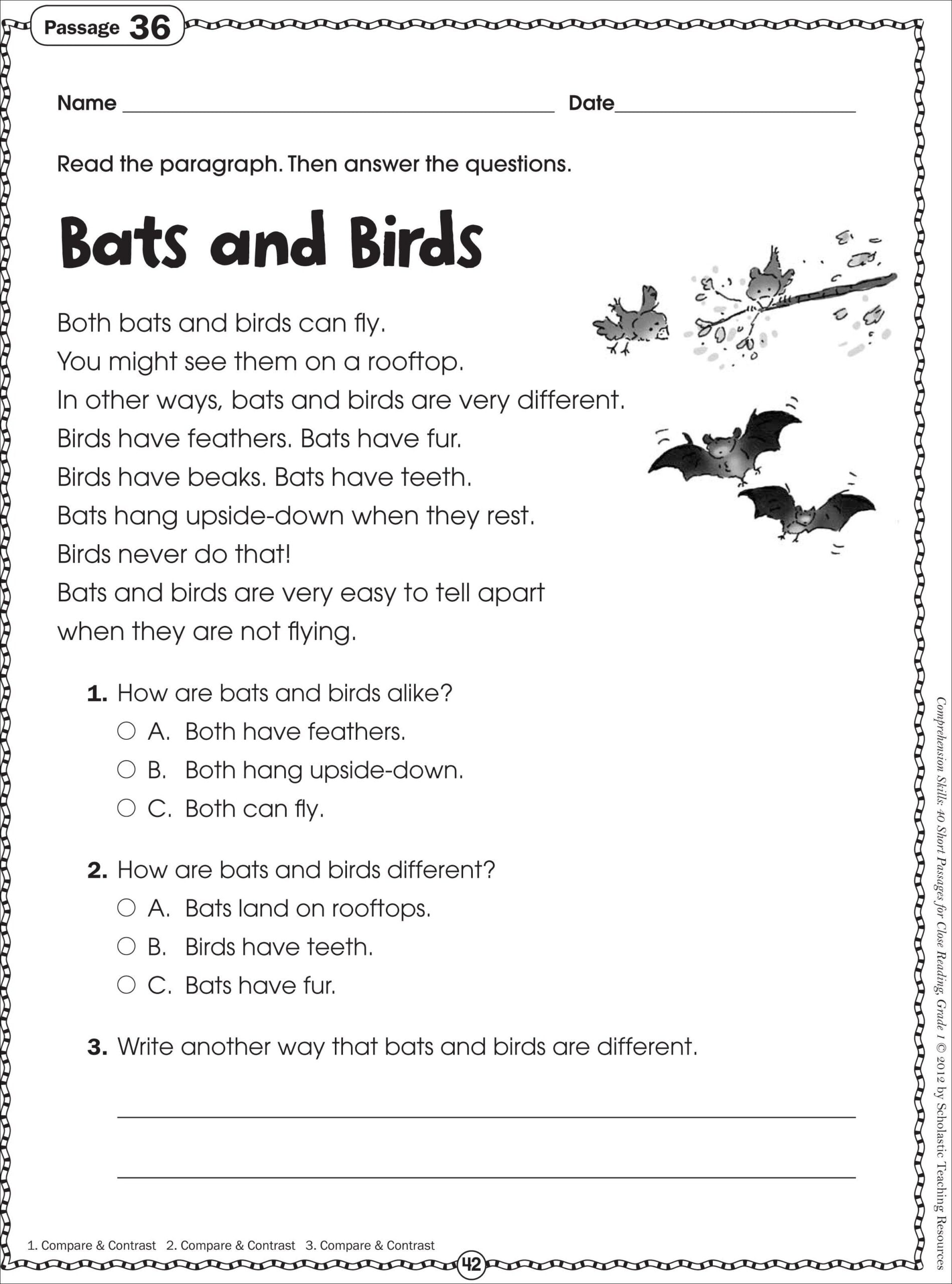 Free Printable Reading Worksheets