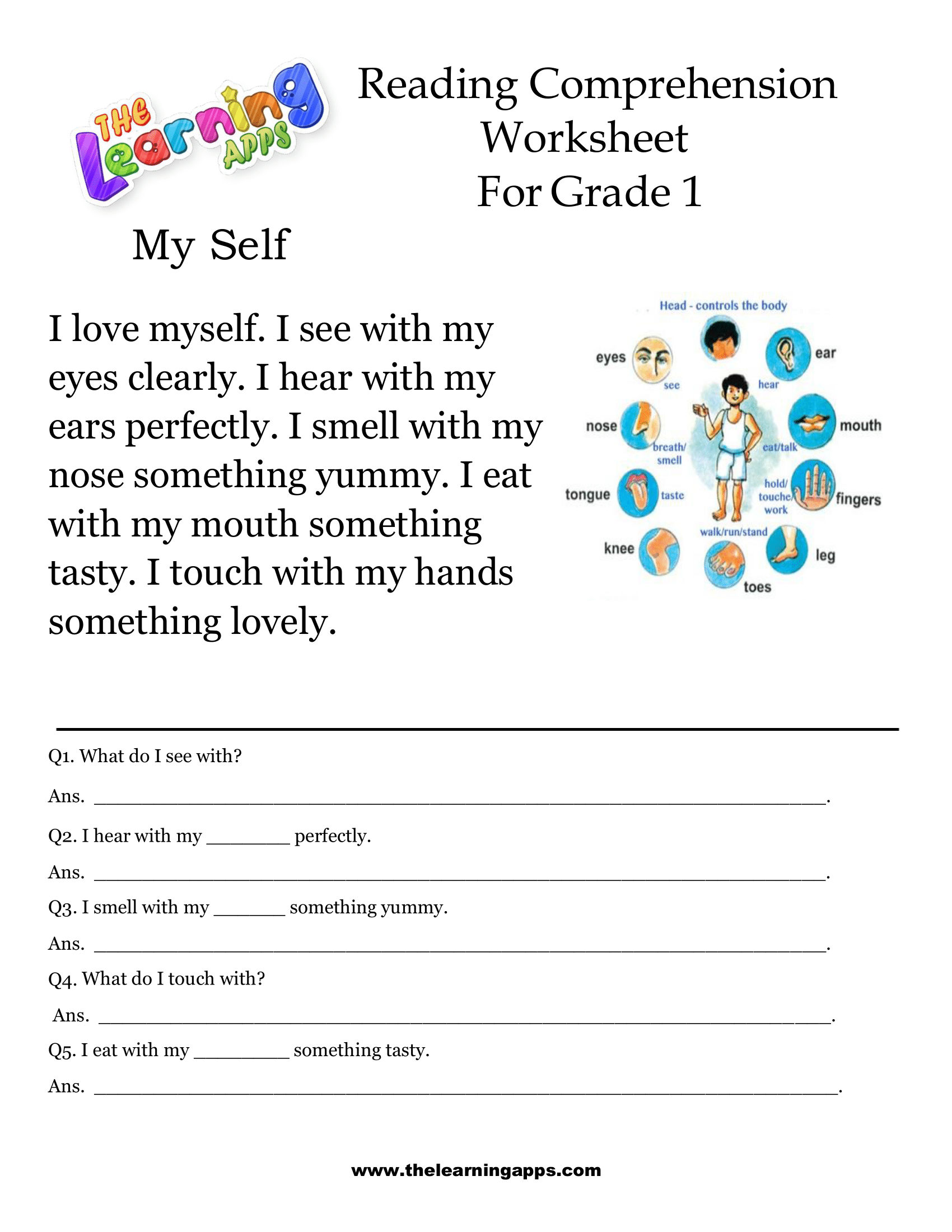 Printable Reading Worksheet For Grade 1