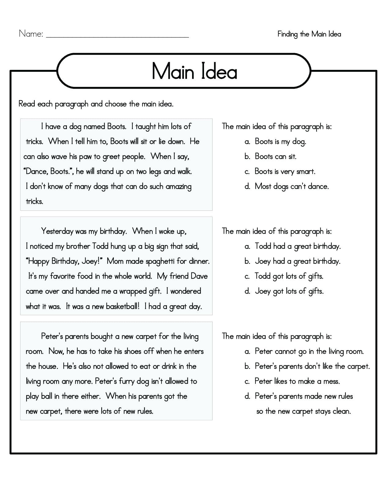 Free Printable Worksheets For 4th Grade Reading