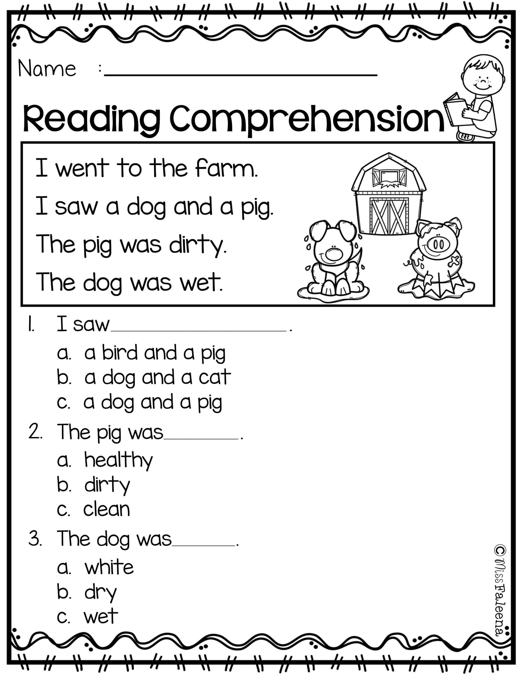 Reading Worksheets For 1st Grade Free Printable