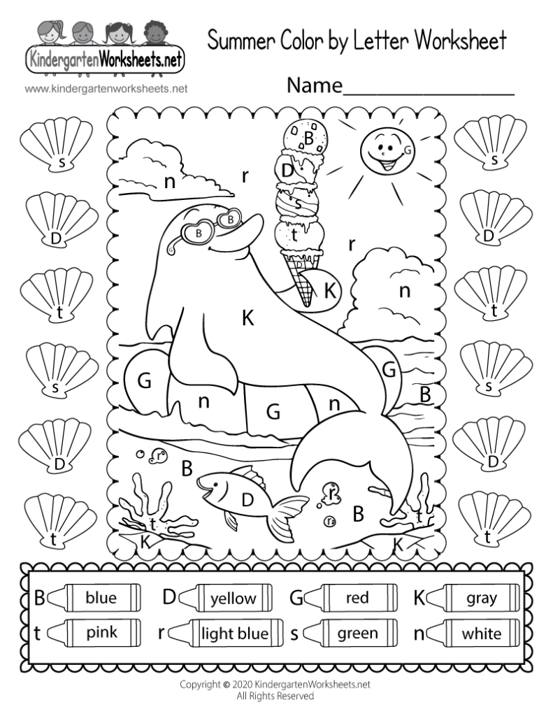 Cute Summer Coloring Page For Kindergarten Color By Letter