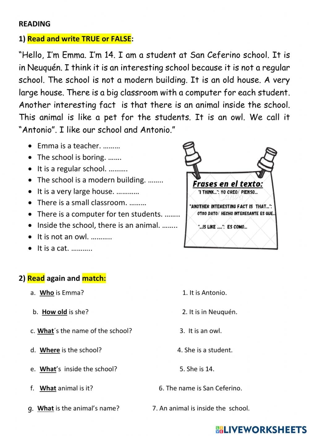 Easy Reading With Wh Questions Activ Worksheet
