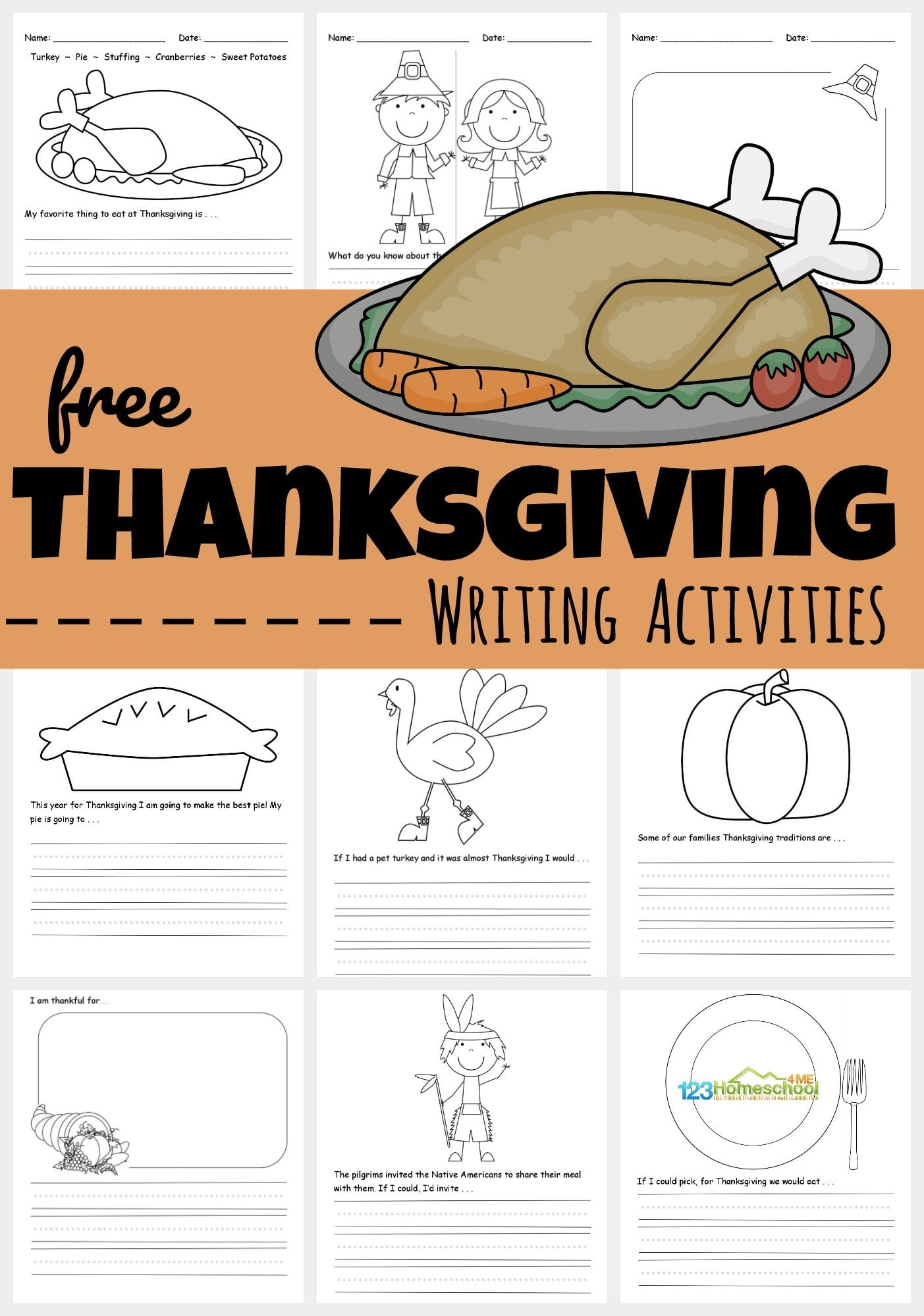 Simple Reading Thanksgiving Worksheet Printable