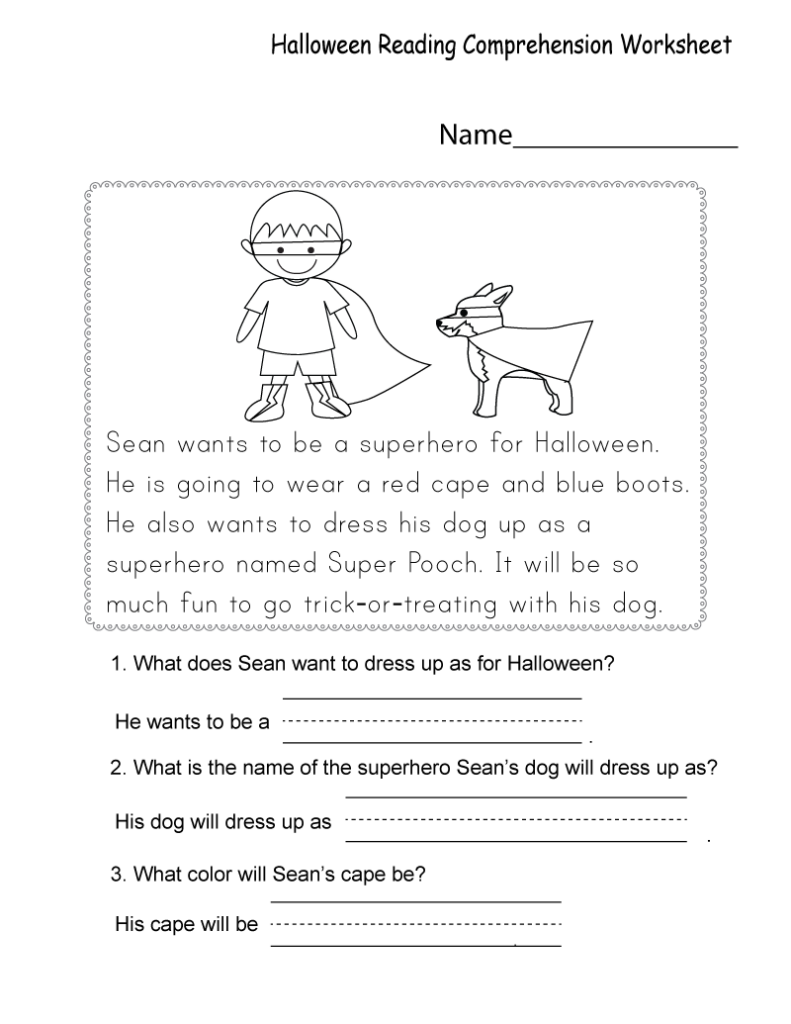 Free Printable Worksheets For Kids Halloween Reading Comprehension Comprehension Worksheets Reading Comprehension Kindergarten