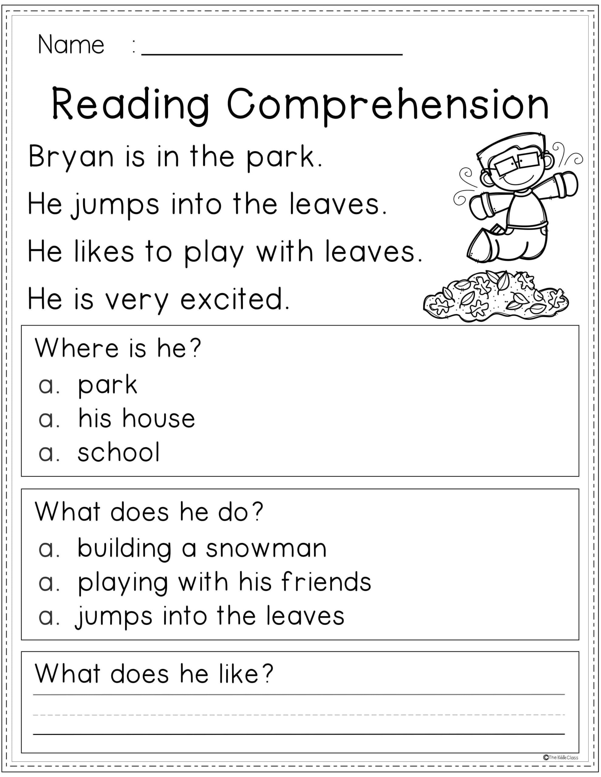 One-page Reading Printable Worksheet First Grade