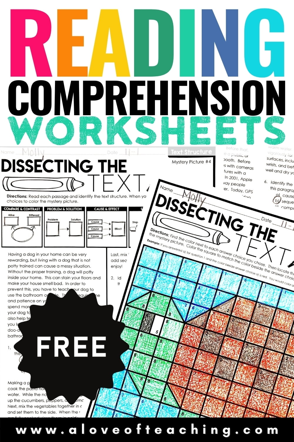 Free Printable Common Core Reading Comprehension Worksheets