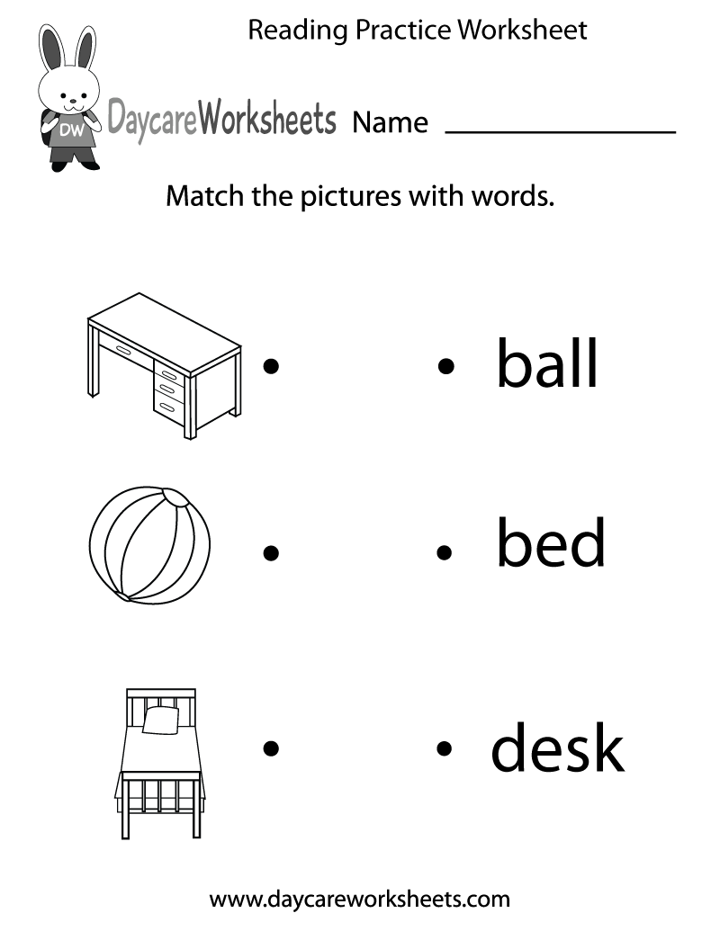Worksheets For Kindergarten Reading Free Printable