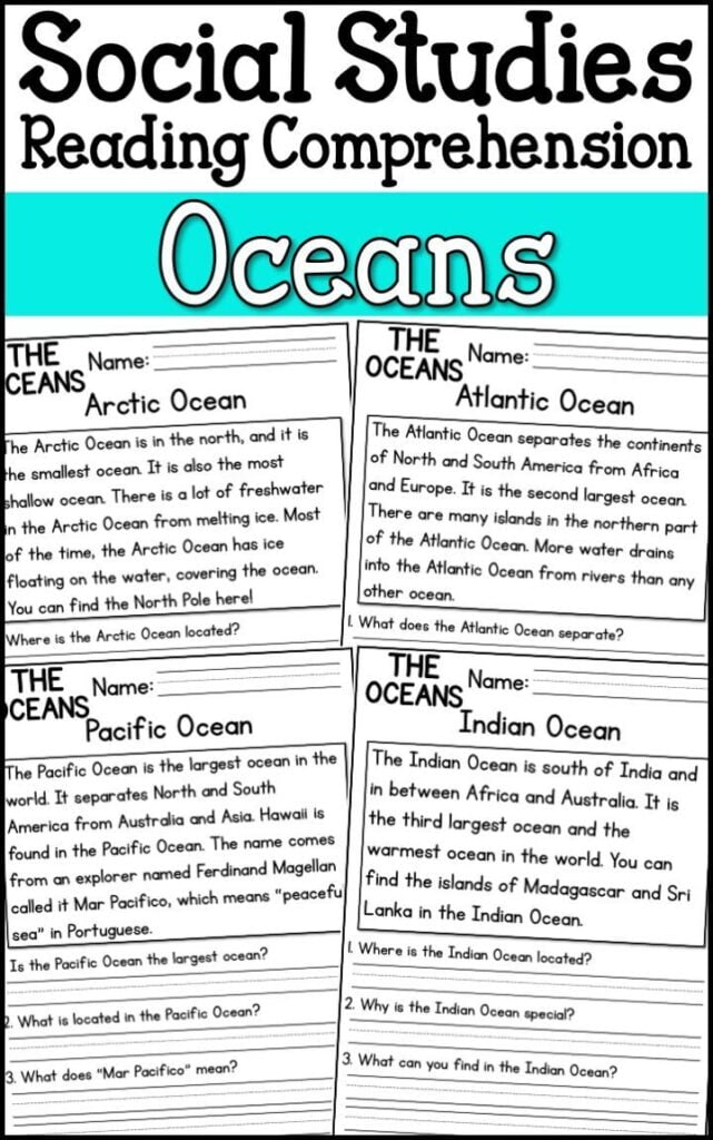 Oceans Social Studies Reading Comprehension Passages K 2 A Page Out Of History Social Studies Worksheets 3rd Grade Social Studies Social Studies Notebook