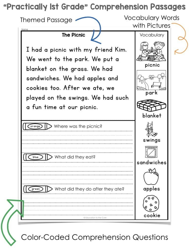 Printable Reading Comprehension Worksheets 1st Grade