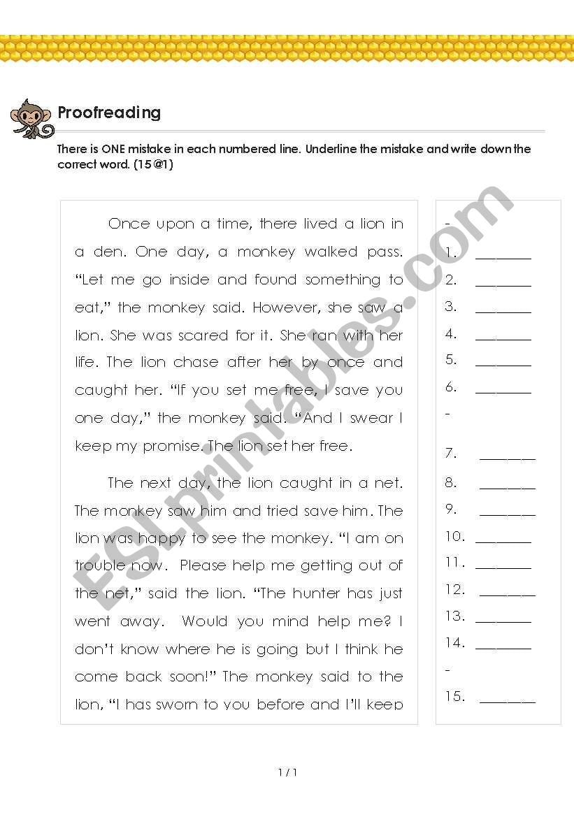 Printable Proof Reading Worksheet Reading Worksheet Printable