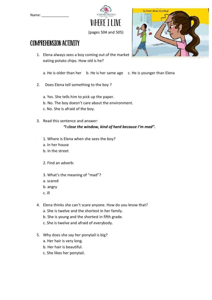 Reading Comprehension Online Exercise For 6TH GRADE