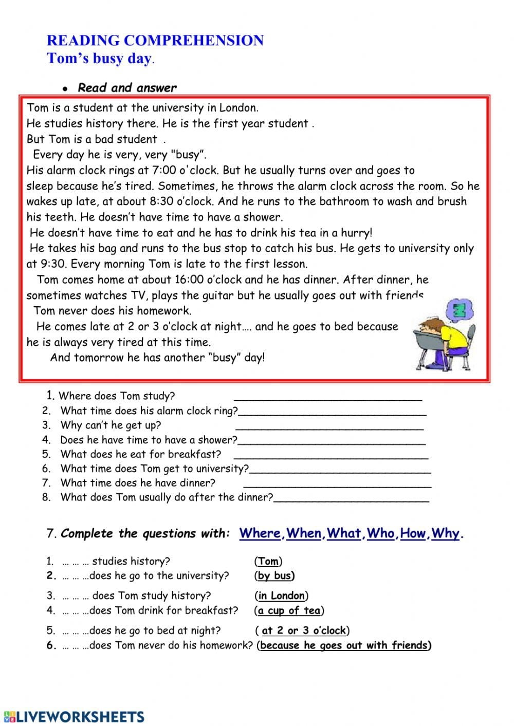 5th Grade Free Printable Reading Comprehension Worksheets