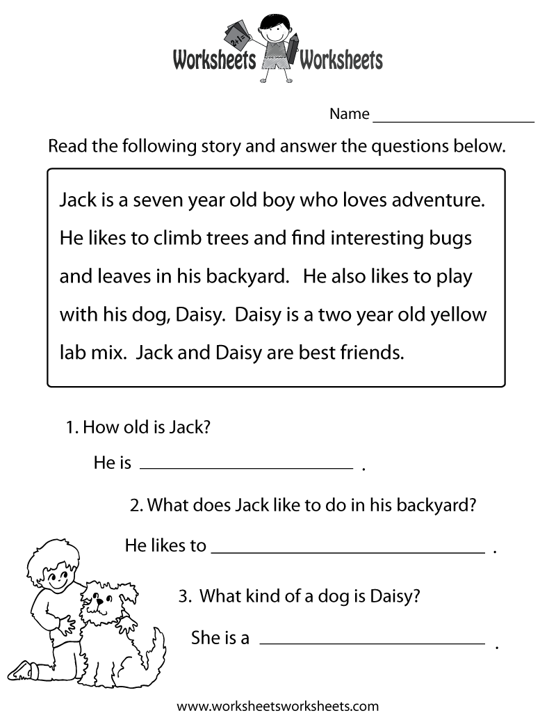First Grade Reading Printable Worksheets
