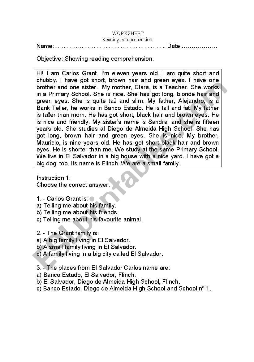 Reading Comprehension Worksheet ESL Worksheet By Janitokhun