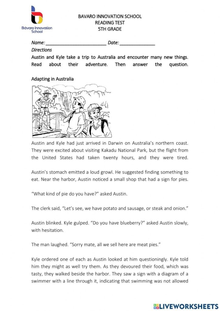 Printable Reading Worksheet 7th Grade Reading Worksheet Printable