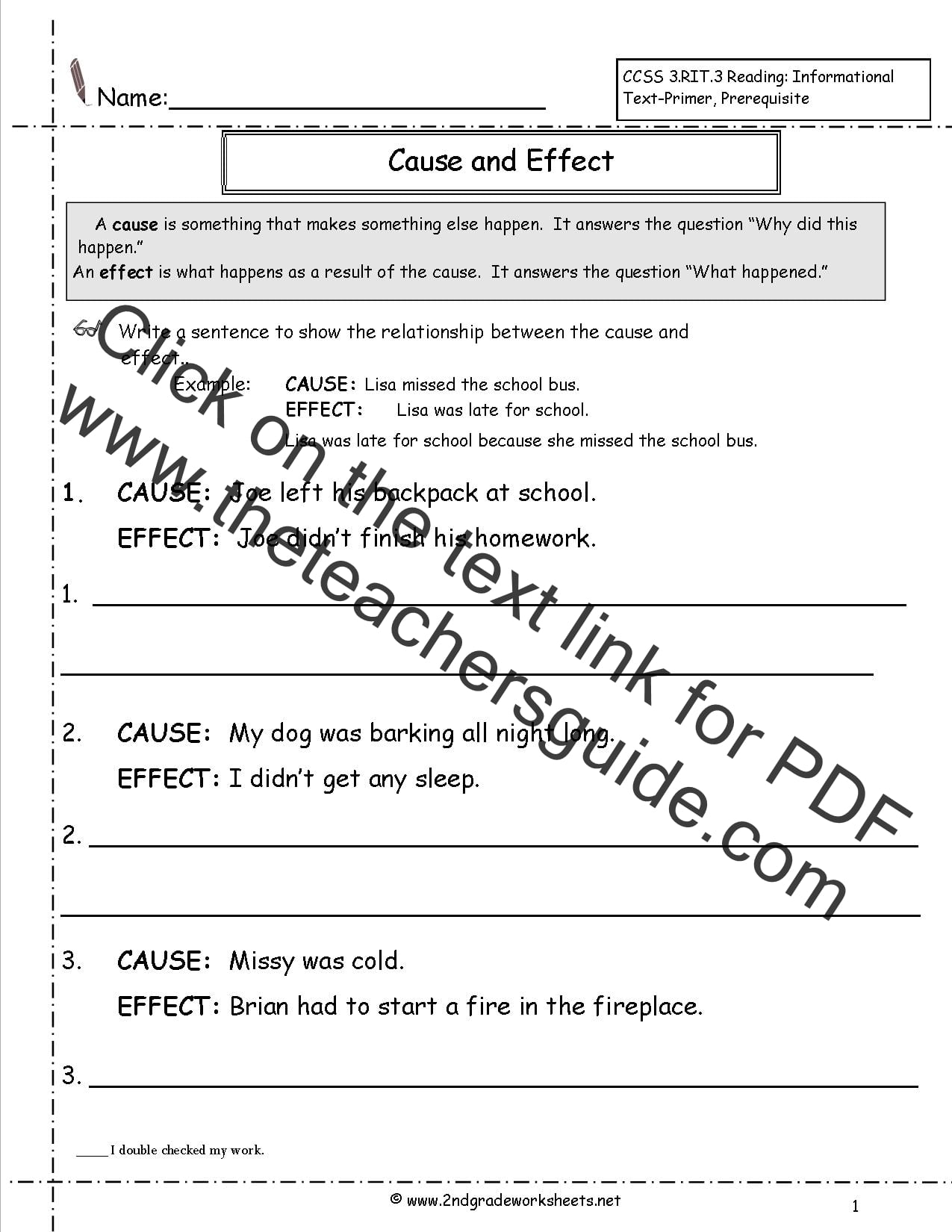 Free Printable 2nd Grade Common Core Reading Worksheets