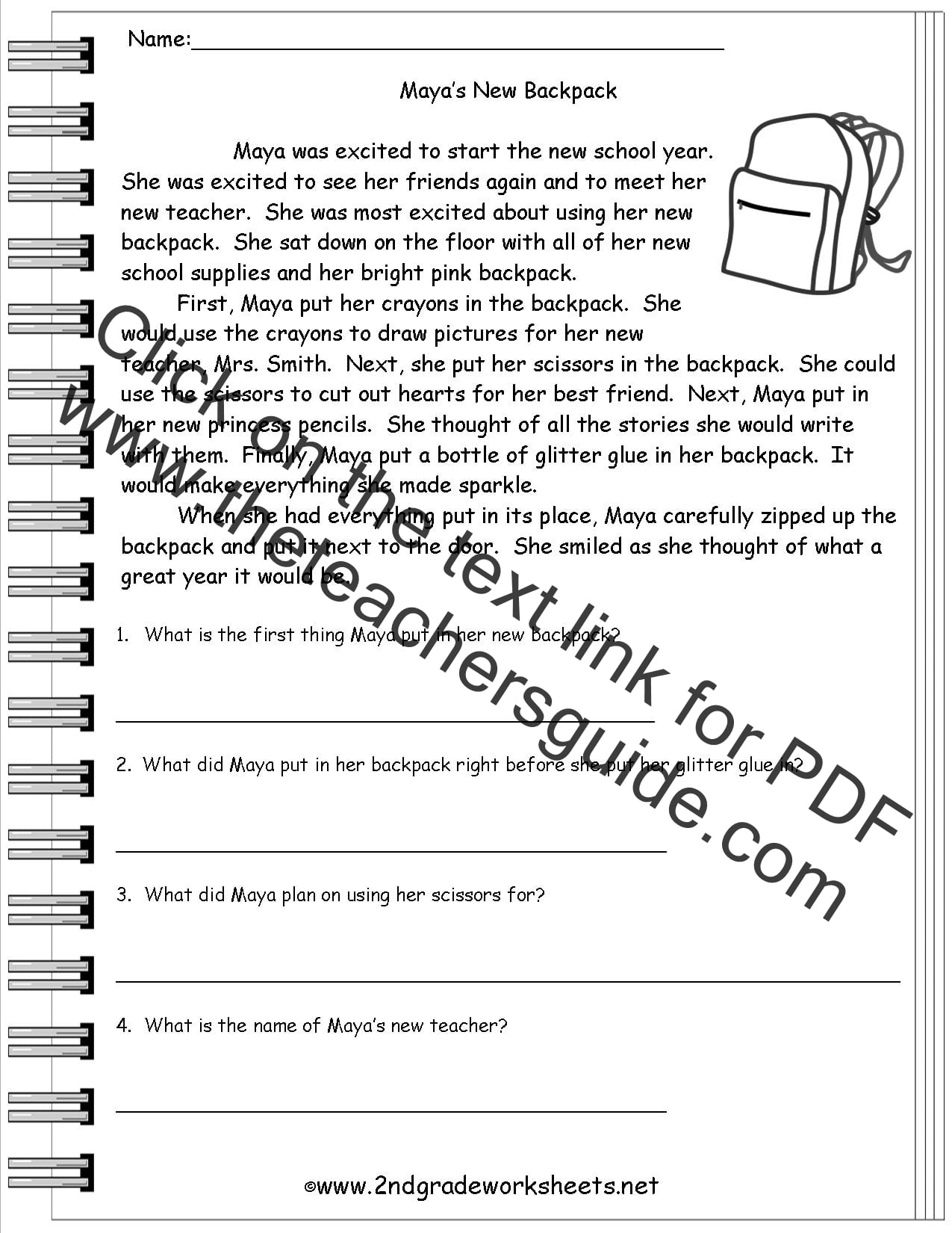 Printable Worksheet For 3rd Grade Reading Comprehension
