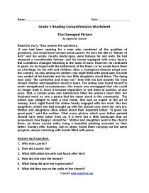 Free Printable Reading Comprehension Worksheets For 5th Grade
