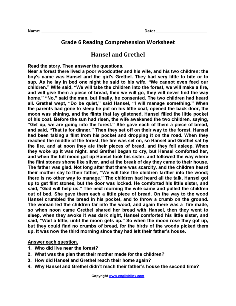 free-printable-6th-grade-reading-comprehension-fiction-worksheets