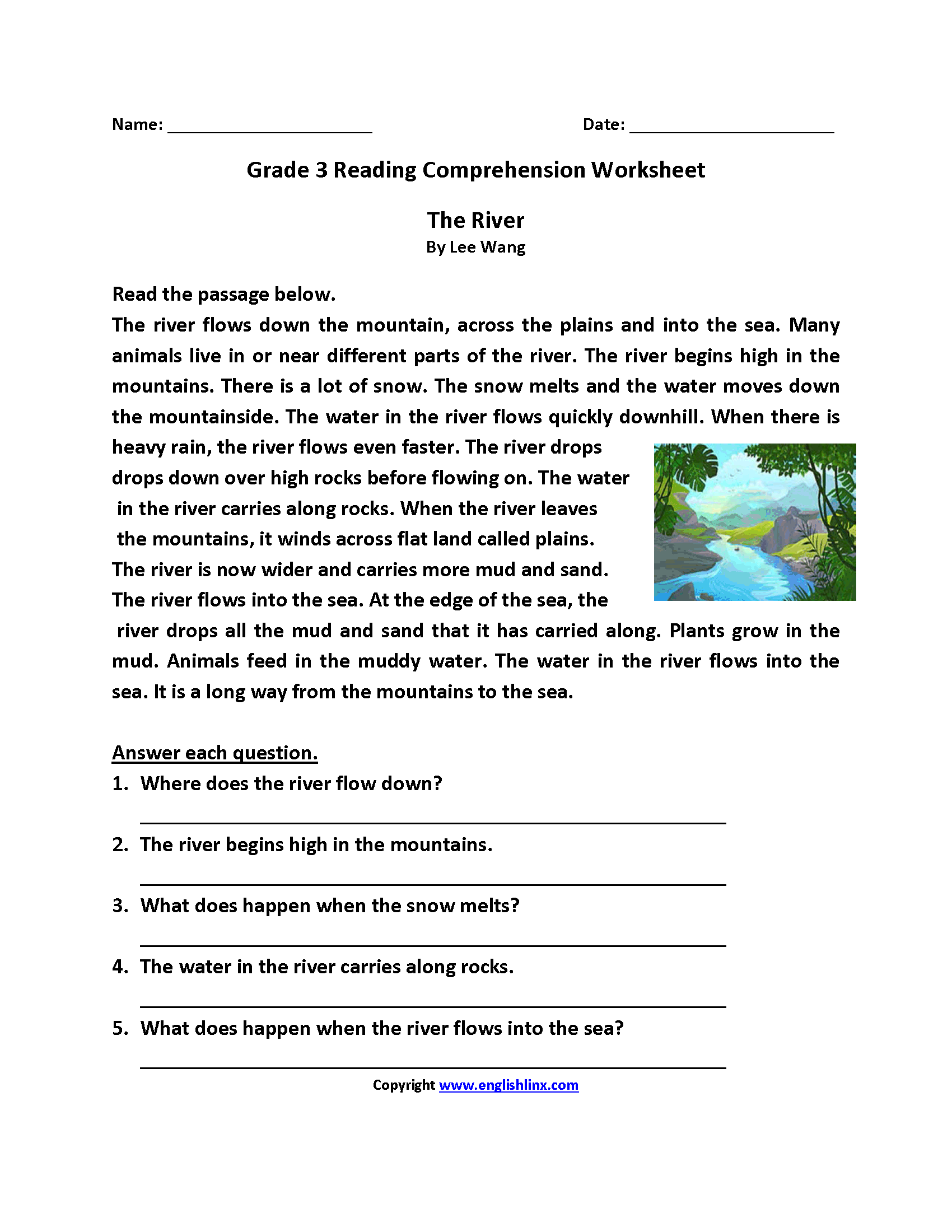 Free Printable Grade 3 Reading Comprehension Worksheets