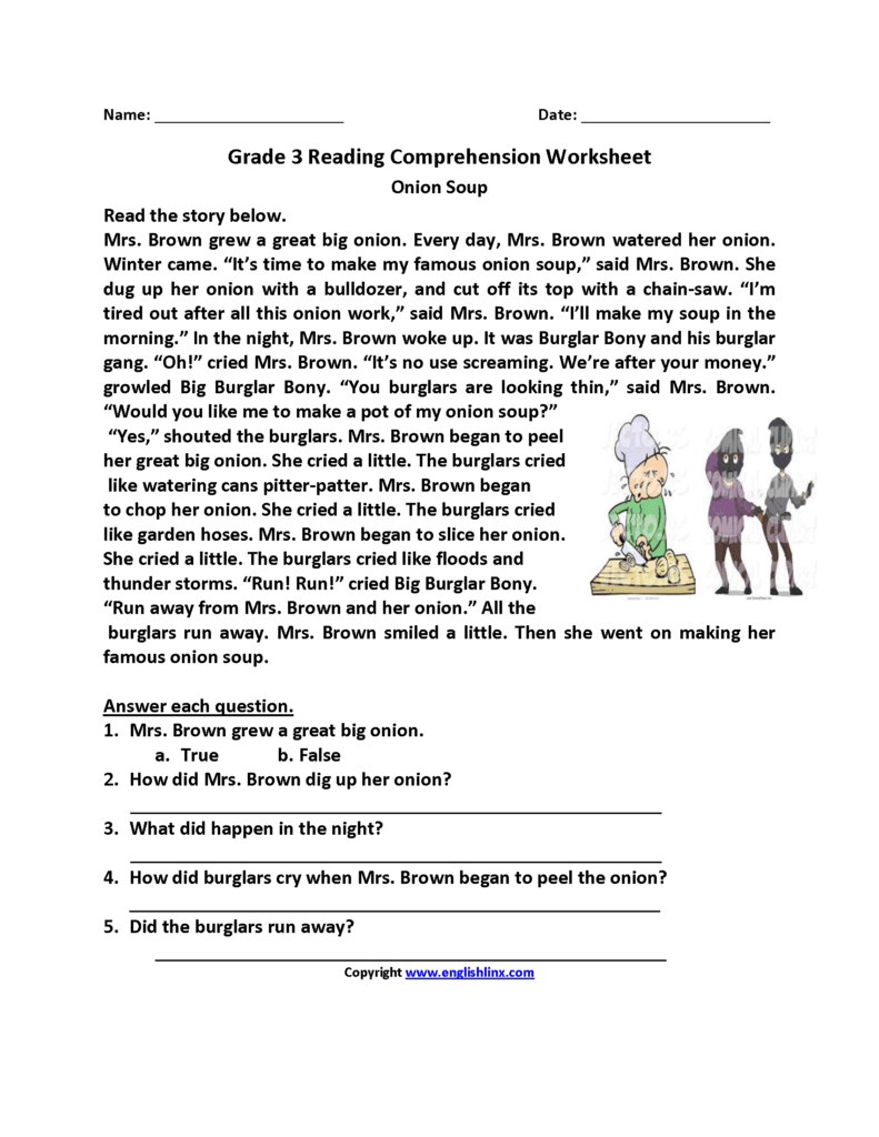 Free Printable Worksheets For 3rd Grade Reading Comprehension - Reading ...