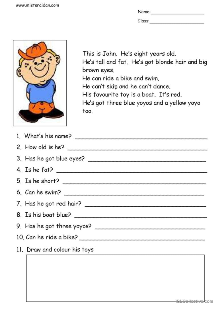This Is John Simple Reading Compre English ESL Worksheets Pdf Doc