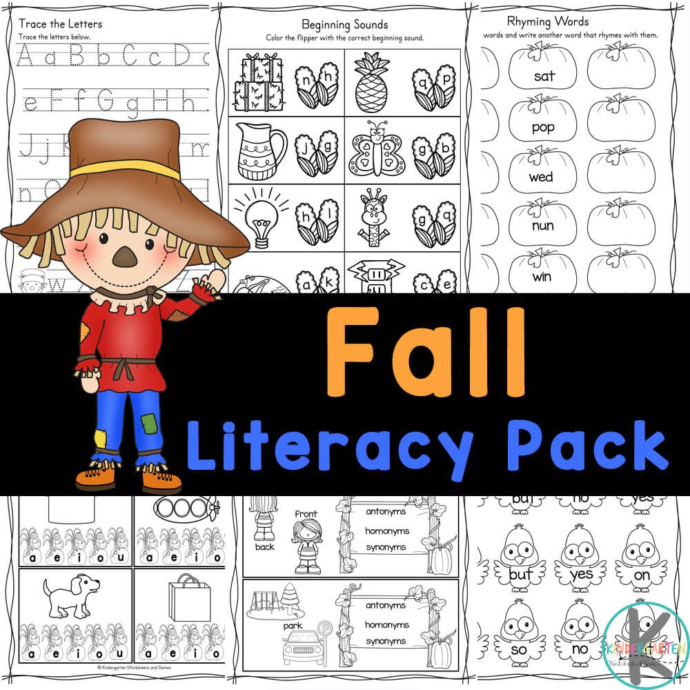  FREE Printable Fall Literacy Worksheets For Kindergarten