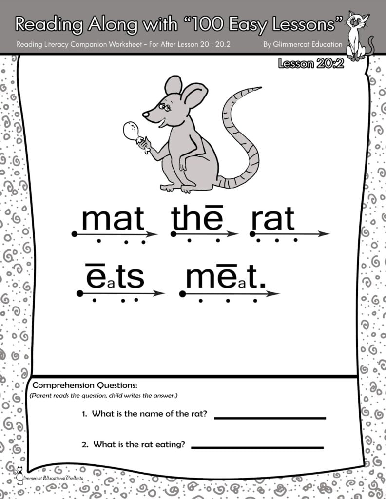 Glimmercat Education Supplemental Activities For Teach Your Child To Read In 100 Easy Lessons 