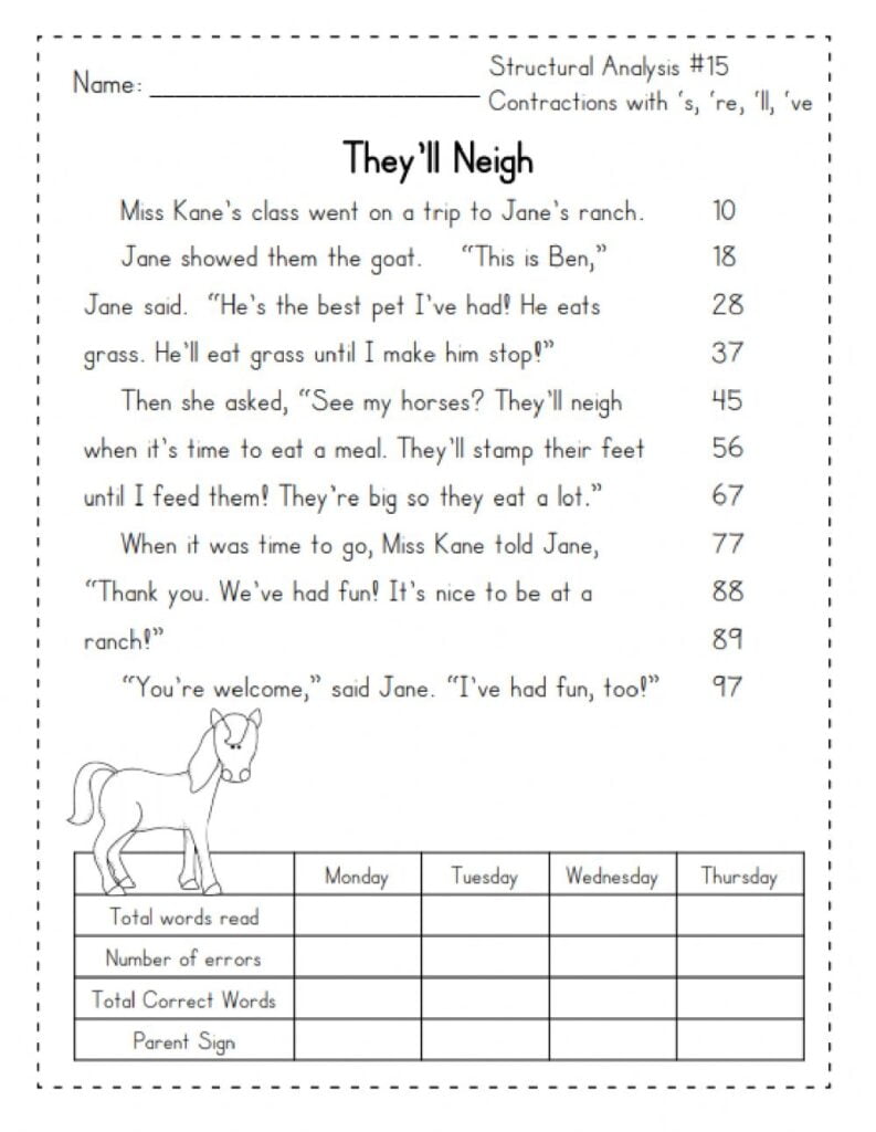 Guided Reading Contractions Worksheet