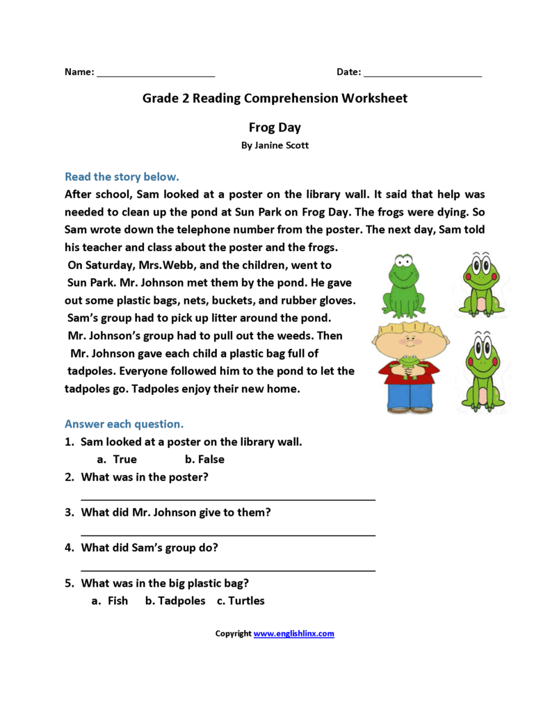 2nd Grade Reading Comprehension Worksheets Multiple Choice - Reading ...