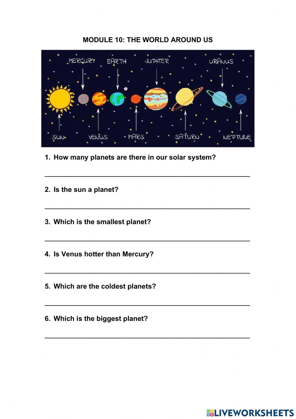 The Solar System Online Pdf Worksheet
