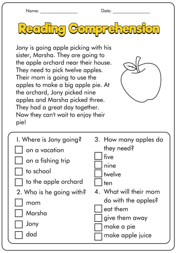 10 First Grade Reading Comprehension Worksheets Free PDF At Worksheeto