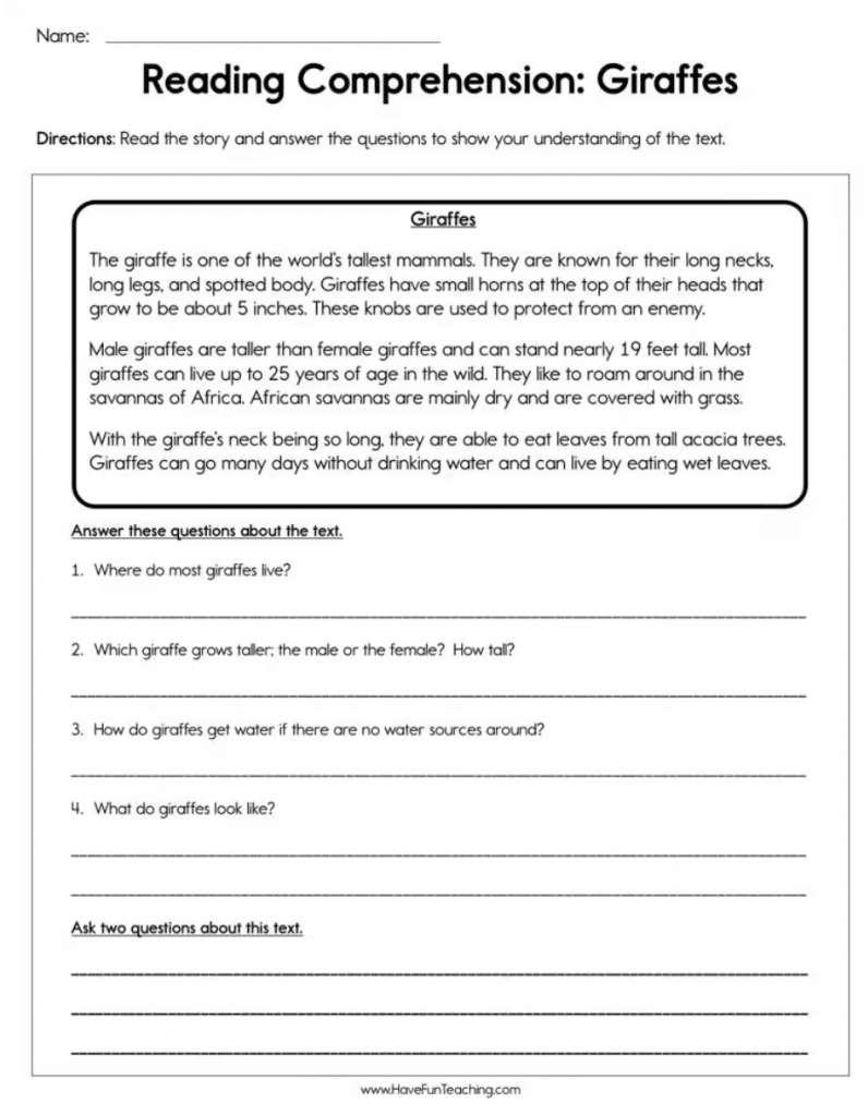 Free Printable 1St Grade Reading Comprehension Worksheets Multiple Choice