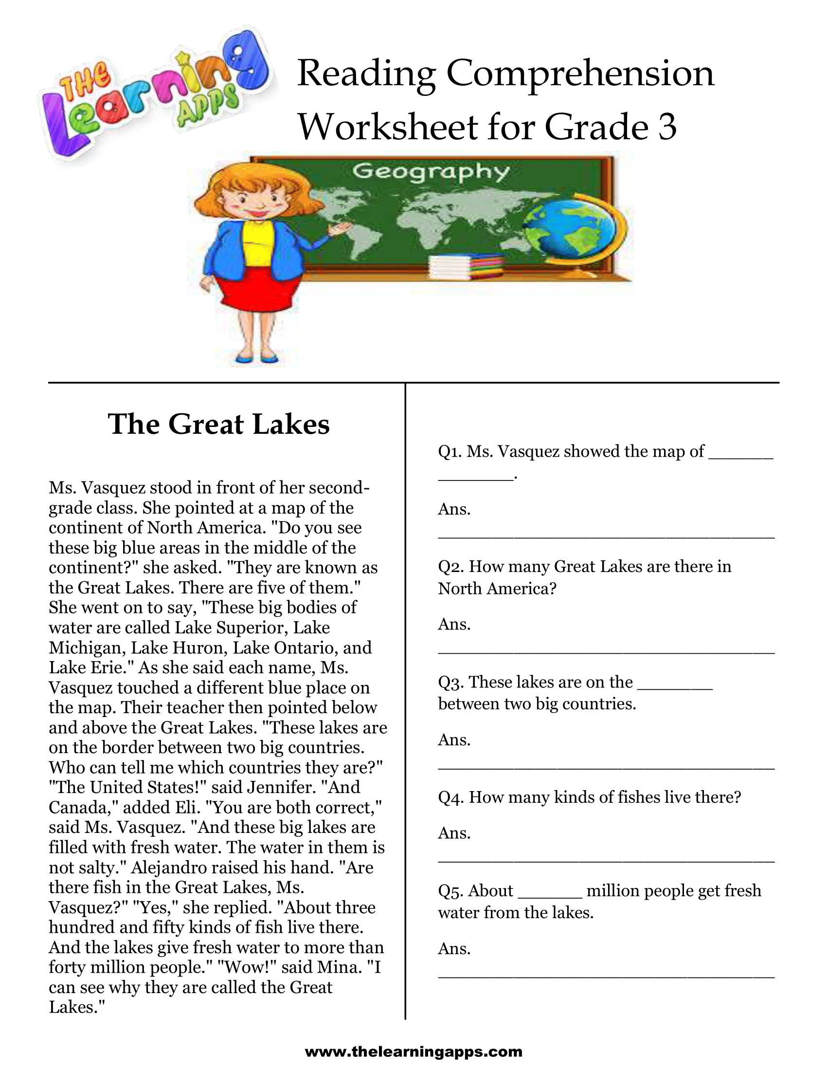 3rd Grade Reading Comprehension Printable