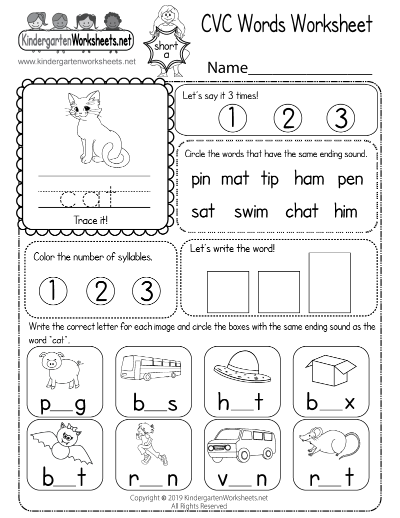 CVC Words Worksheet Free Printable Digital PDF