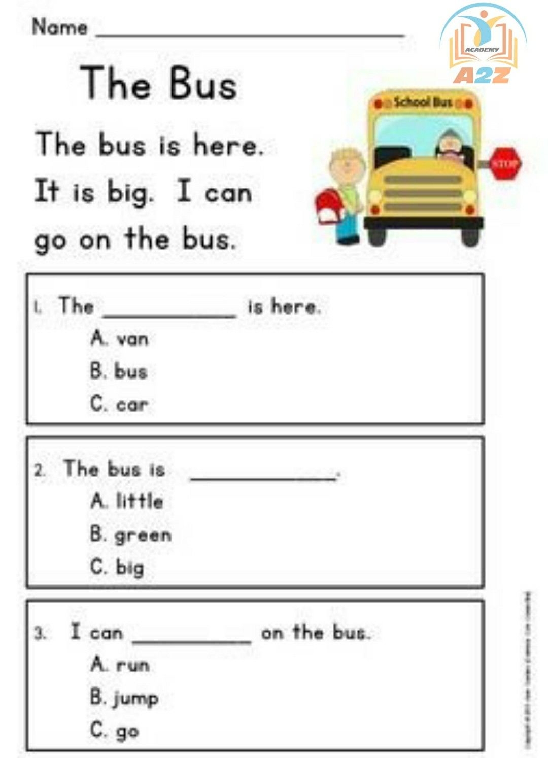 Grade 1 English Worksheet Reading Comprehension 