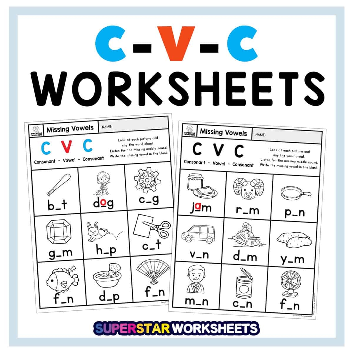 Free Printable Kindergarten Reading Worksheet Cvc Words