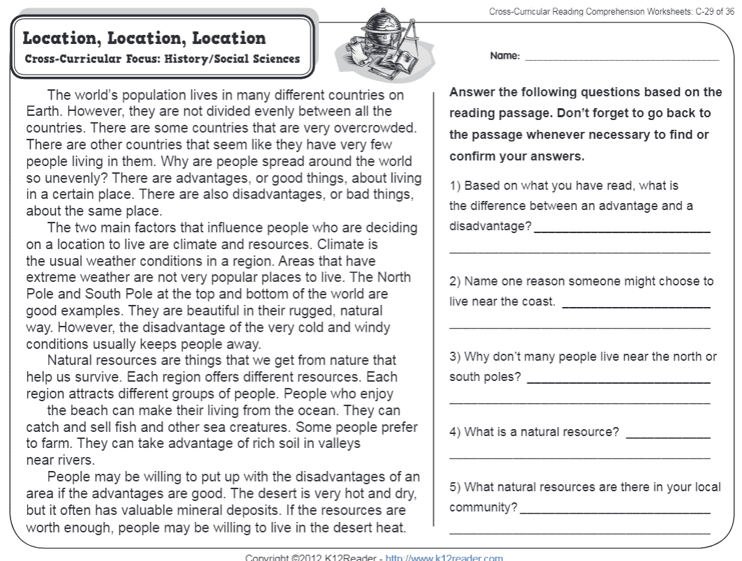 Free Printable Reading Comprehension Worksheets For Grade 3