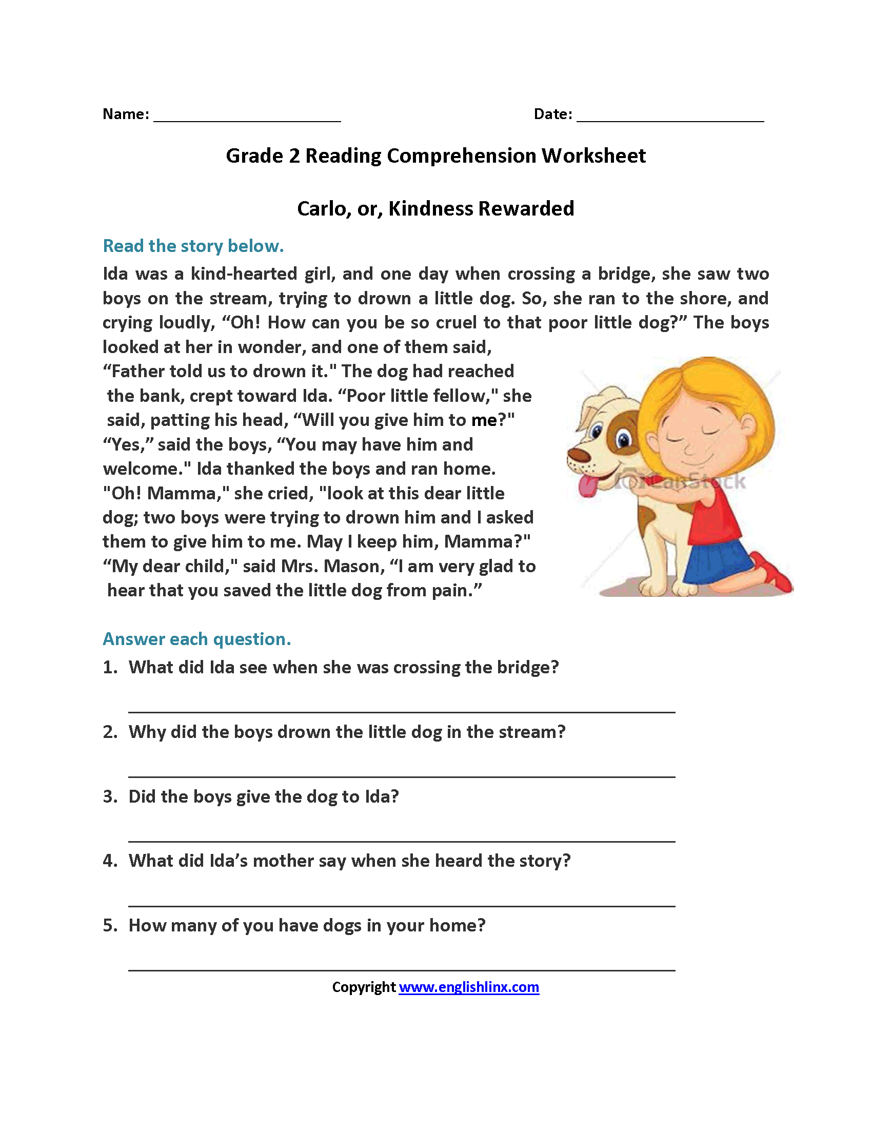 Reading Worksheets Second Grade Reading Worksheets